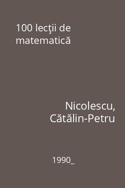 100 lecţii de matematică