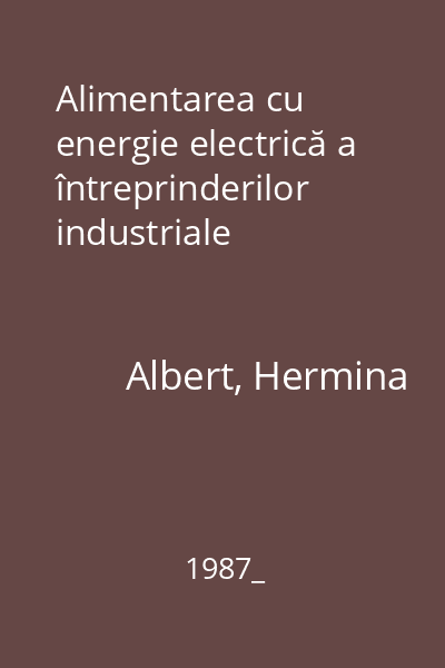 Alimentarea cu energie electrică a întreprinderilor industriale