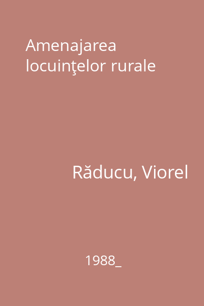 Amenajarea locuinţelor rurale