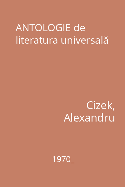 ANTOLOGIE de literatura universală