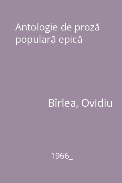 Antologie de proză populară epică