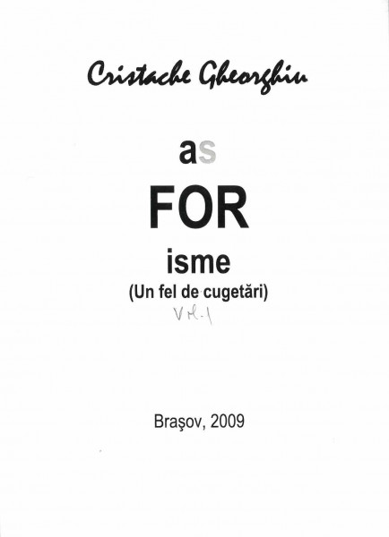 AsFORisme : (Un fel de cugetări) Vol.1