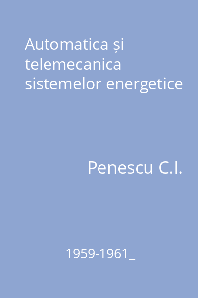 Automatica și telemecanica sistemelor energetice