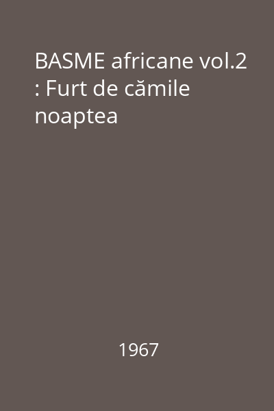 BASME africane vol.2 : Furt de cămile noaptea