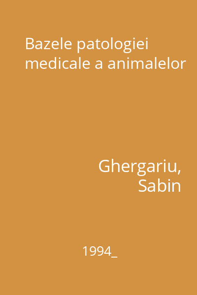 Bazele patologiei medicale a animalelor