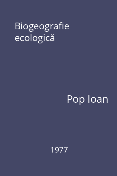 Biogeografie ecologică