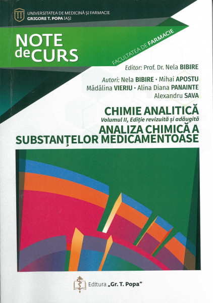 CHIMIE analitică Vol.2 : Analiza chimică a substanțelor medicamentoase