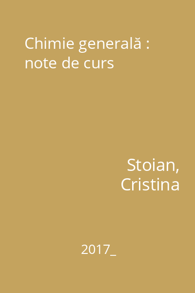 Chimie generală : note de curs