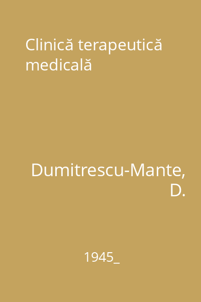 Clinică terapeutică medicală