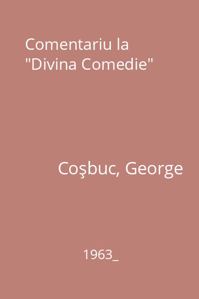 Comentariu la "Divina Comedie"