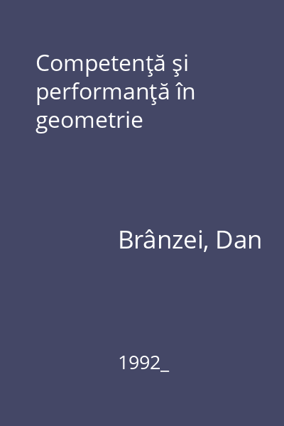 Competenţă şi performanţă în geometrie