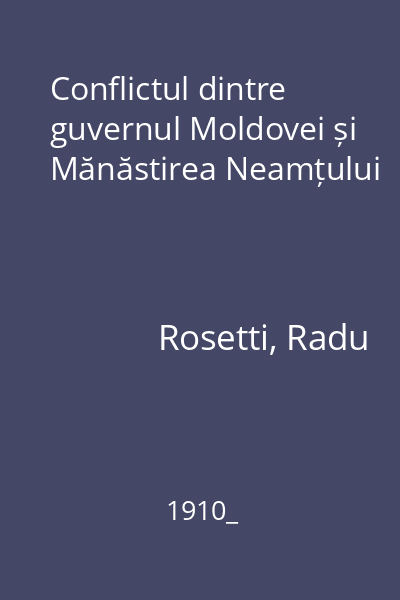 Conflictul dintre guvernul Moldovei și Mănăstirea Neamțului