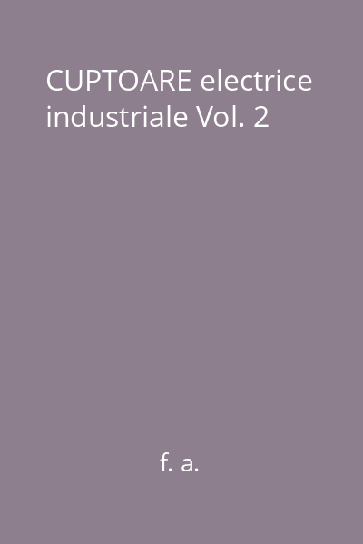 CUPTOARE electrice industriale Vol. 2