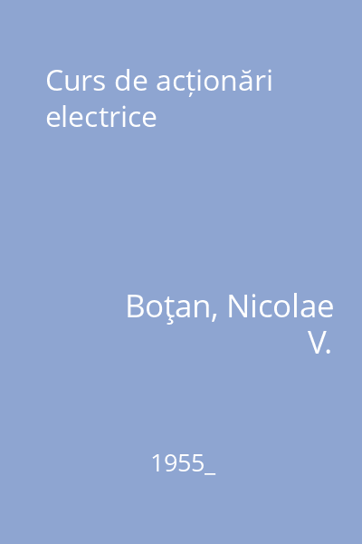 Curs de acționări electrice