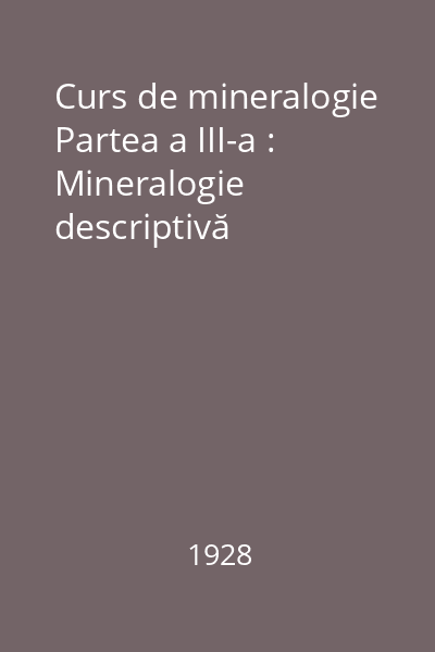 Curs de mineralogie Partea a III-a : Mineralogie descriptivă