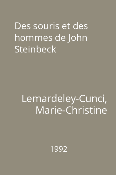 Des souris et des hommes de John Steinbeck