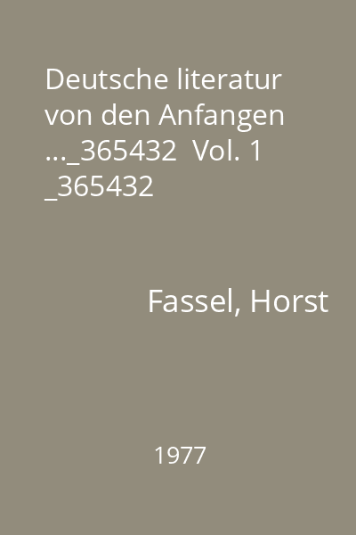 Deutsche literatur von den Anfangen ..._365432  Vol. 1 _365432