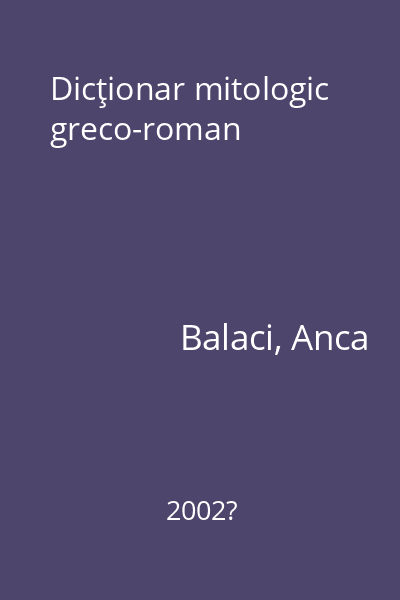 Dicţionar mitologic greco-roman