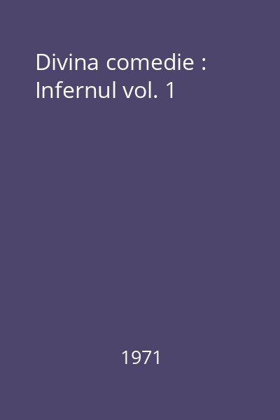 Divina comedie : Infernul vol. 1