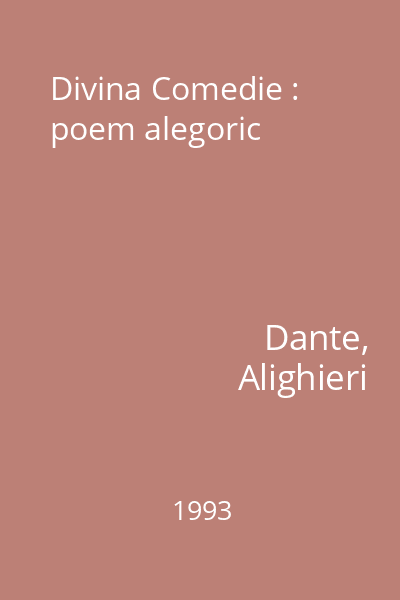 Divina Comedie : poem alegoric