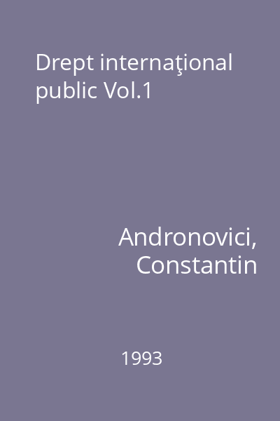 Drept internaţional public Vol.1