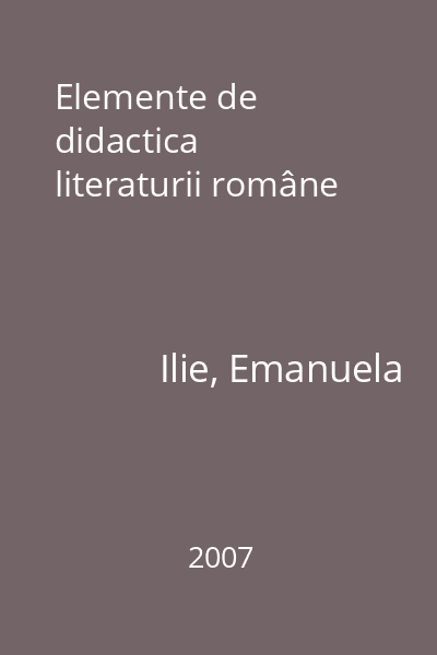 Elemente de didactica literaturii române