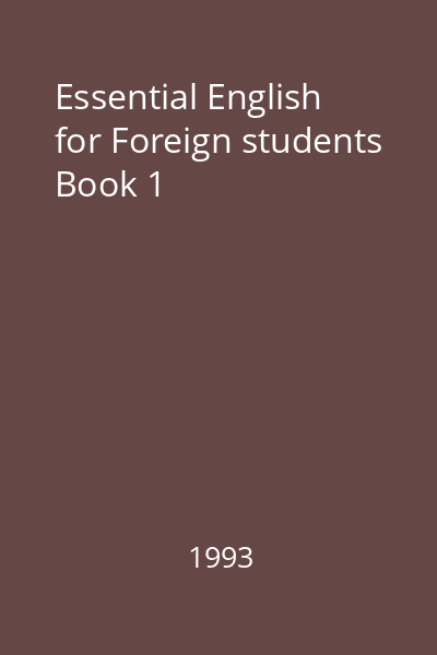 Essential English for Foreign students Book 1