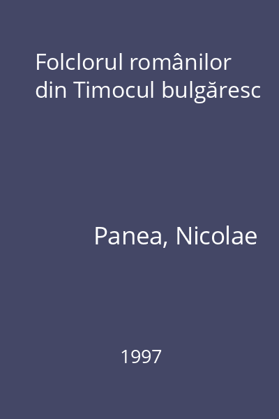 Folclorul românilor din Timocul bulgăresc