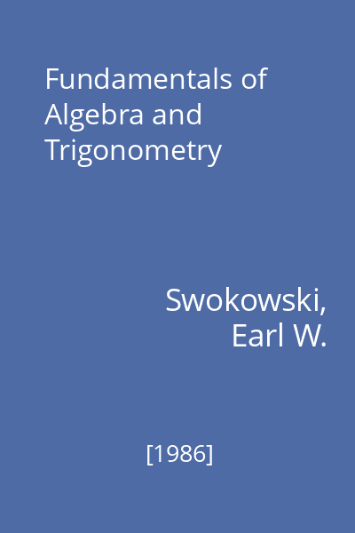 Fundamentals of Algebra and Trigonometry