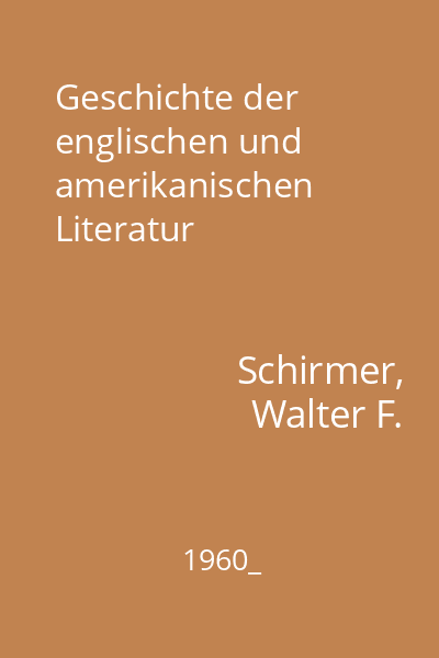 Geschichte der englischen und amerikanischen Literatur