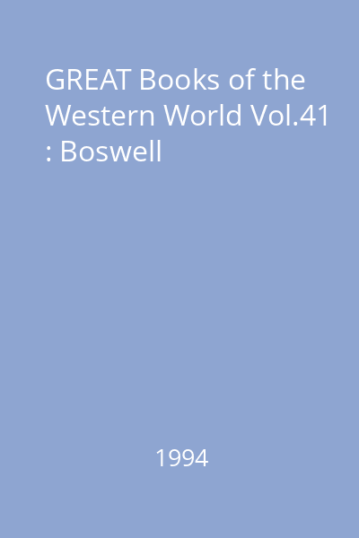 GREAT Books of the Western World Vol.41 : Boswell