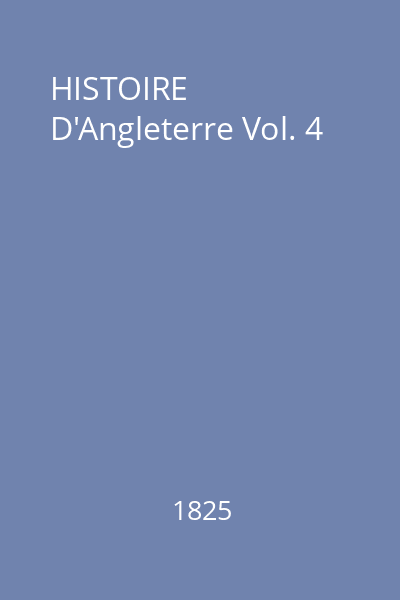 HISTOIRE D'Angleterre Vol. 4