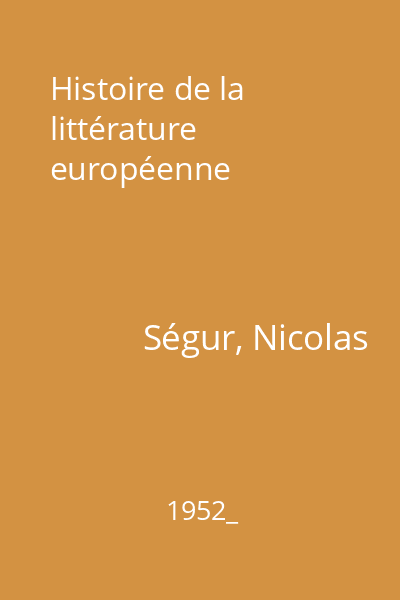 Histoire de la littérature européenne