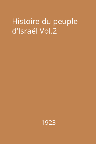 Histoire du peuple d'Israël Vol.2