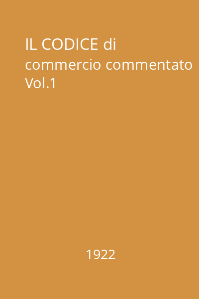 IL CODICE di commercio commentato Vol.1