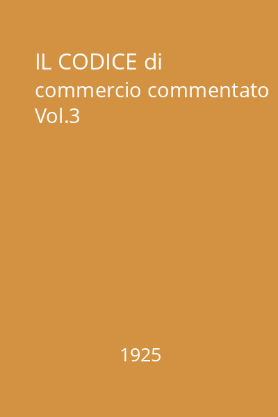 IL CODICE di commercio commentato Vol.3