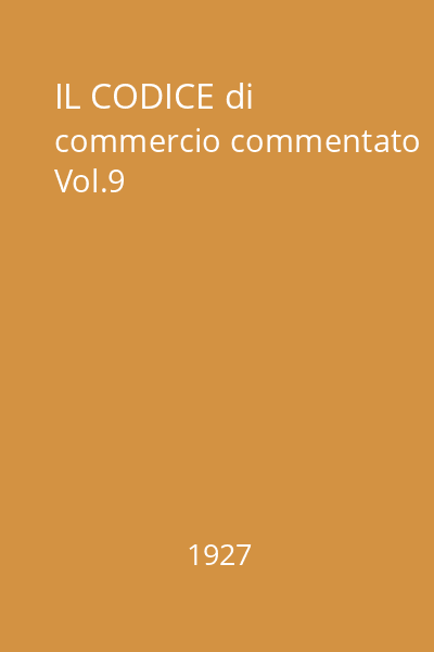 IL CODICE di commercio commentato Vol.9