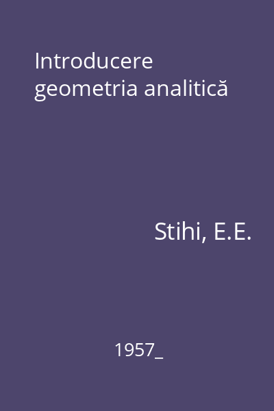 Introducere geometria analitică