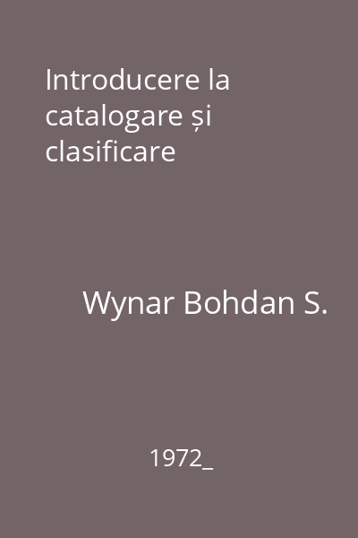 Introducere la catalogare și clasificare