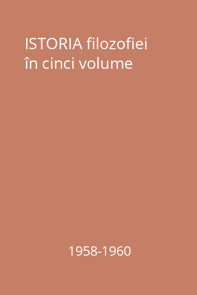 ISTORIA filozofiei în cinci volume