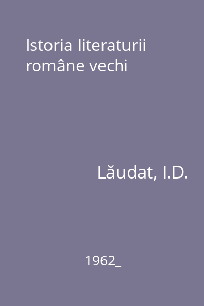 Istoria literaturii române vechi