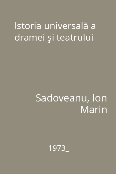 Istoria universală a dramei şi teatrului