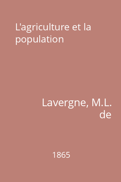 L'agriculture et la population