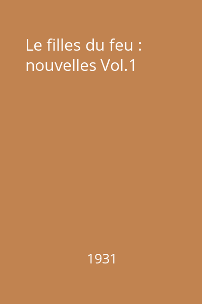 Le filles du feu : nouvelles Vol.1