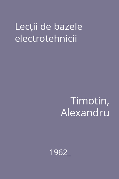 Lecții de bazele electrotehnicii