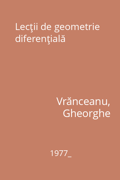 Lecţii de geometrie diferenţială