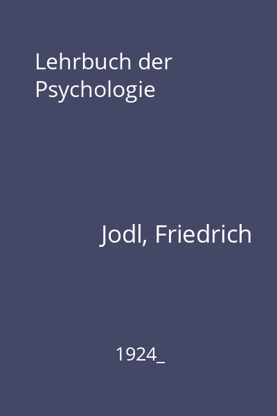 Lehrbuch der Psychologie