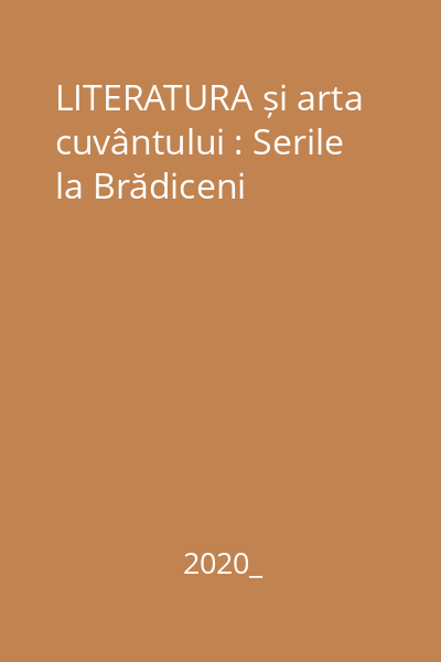 LITERATURA și arta cuvântului : Serile la Brădiceni