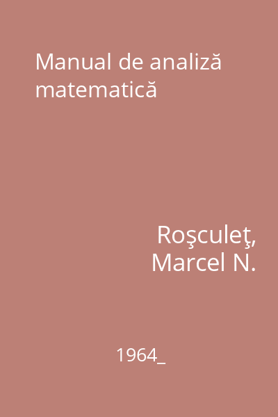 Manual de analiză matematică