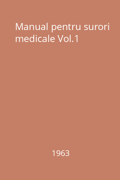 Manual pentru surori medicale Vol.1